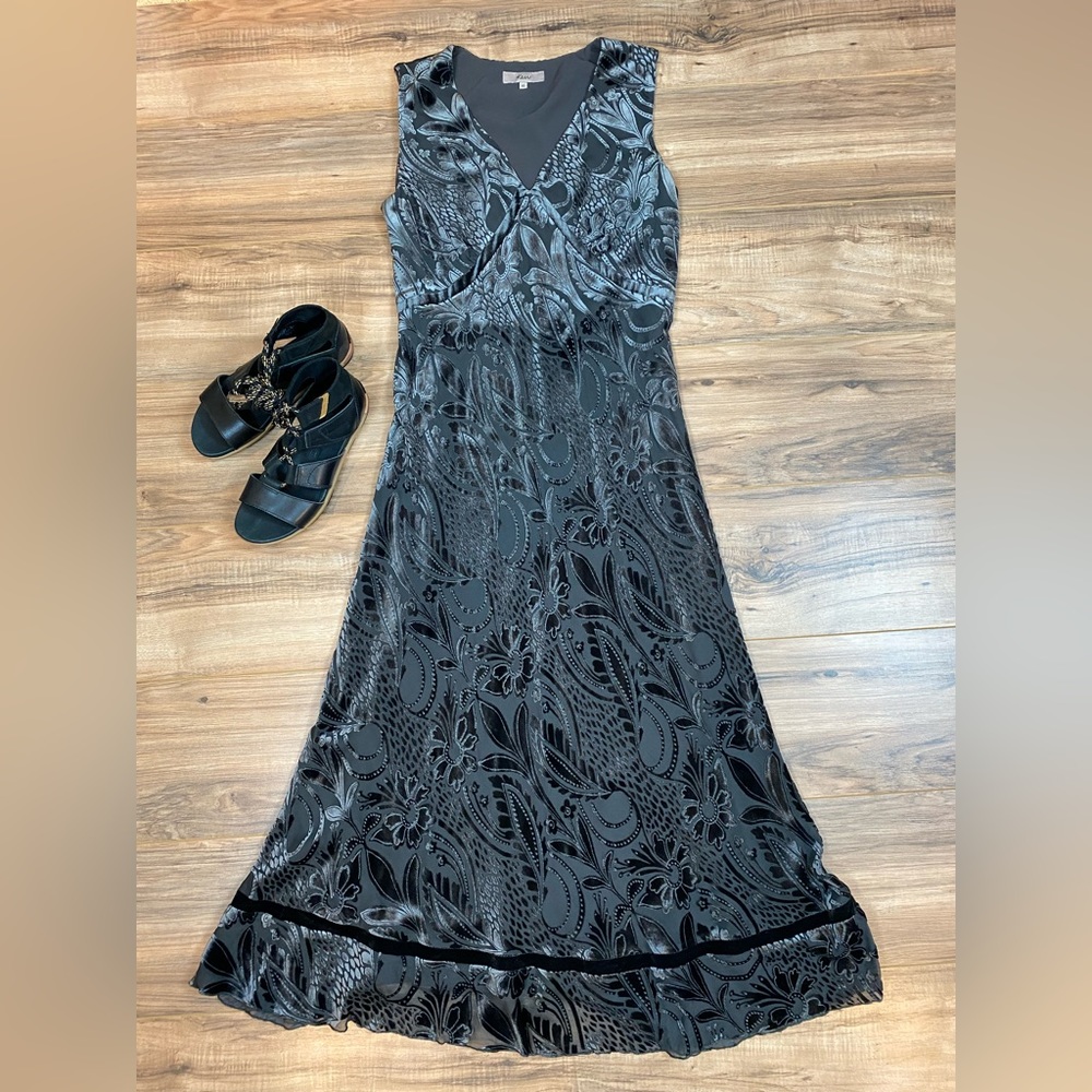 Kew Silk Velvet Dress Women's‎ 12 Color Gray